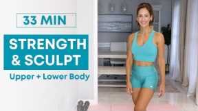 30 min Dumbbell Sculpt Workout for Upper & Lower Body Toning | Standing Workout
