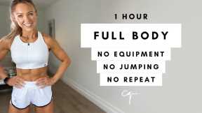 1 Hour FULL BODY WORKOUT at Home | No Jumping, No Equipment, No Repeat