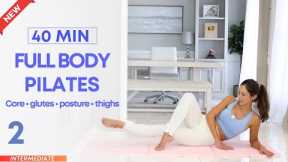 40 min Full Body Pilates Workout for Thighs, Glutes, Core | No Equipment