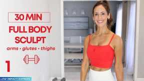 30 min All Standing Full Body Sculpt with Dumbbells | Low Impact